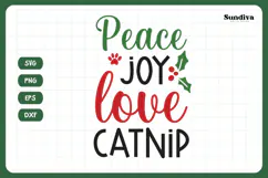 Christmas Cat Bandana Quotes SVG | Peace Joy Love Catnip Product Image 3