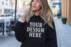 Black Gildan 18500 Hoodie Sweatshirt Mockup, 185 mock up Product Image 1