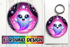 Joyful Circle Car Coaster Design PNG, 3D Cute Ghost Product Image 1