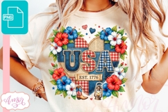USA heart T-shirt sublimation design, Patriotic PNG design Product Image 3