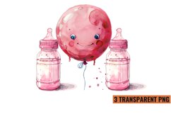 Watercolor Pink Baby Shower Clipart , PNG Product Image 1