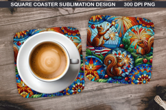 Vibrant Fox Coaster Sublimation, 4th Of July Coaster PNG Product Image 1