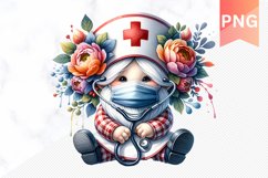 Floral Nurse Gnome Sublimation - Nurse Gnome Sublimation Product Image 1