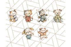 Christmas Pets in Pajamas Clipart PNG, Christmas Png Clipart Product Image 2
