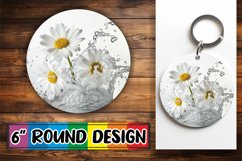 Aqua Bloom: Round Sublimation Design Keychain PNG Product Image 1