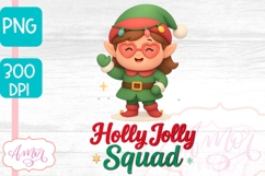 Holly Jolly PNG design, Cute Christmas elf sublimation Product Image 3