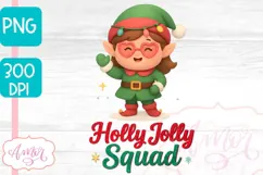 Holly Jolly PNG design, Cute Christmas elf sublimation Product Image 3