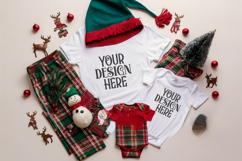 Christmas Family Matching Flat Lay T-Shirt Mockups Product Image 1