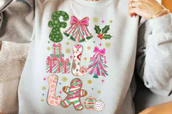 Falala Sublimation, Colorful Glitter Christmas Png, Preppy Product Image 3