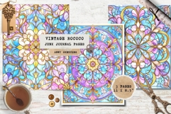 3 Rococo Stained Glass Page Floral Ornate Junk Journal Product Image 1