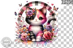 Cat With Flowers Sublimation - Clipart PNG Design Product Image 1