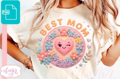 Best Mom Ever Sublimation Design embroidery style Product Image 3