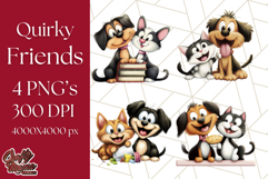 Dog and Cat Friends PNG, Cute Pet Clipart, Funny Animal Art Product Image 1