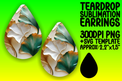 Sophisticated Teardrop Earrings PNG Artwork , 3D Flower Product Image 1