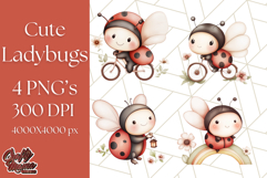 Cute Ladybug Clipart PNG, Pastel Whimsical Bug Illustrations Product Image 1