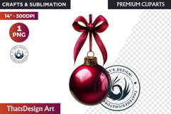 Christmas Baubles Clipart, Festive Holiday Ornaments PNG Product Image 1