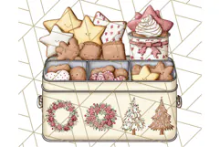 Christmas Sweet Shoppe Clipart PNG, Pastel Bakery Art Product Image 2