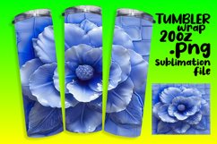 Blue Floral 3D Tumbler Wrap 20oz Product Image 1