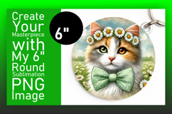 Chic Round Design Car Coaster PNG , Cute Cat Product Image 1