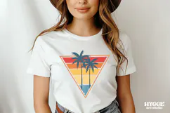 Vintage Ocean Sunset Background PNG Summer Palms Sublimation Product Image 3