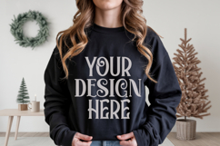 Black Gildan 18500 Sweatshirt Mockup, Unisex mockups Product Image 1