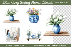 Blue Cozy Spring Home Clipart Bundle PNG Product Image 14