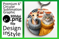 Elegant Keychain Round PNG Artwork , Dog and cat Product Image 1
