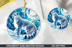 Leopard Stained Glass Ornament PNG, Digital Download File Product Image 1