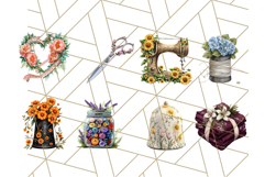 Floral Sewing Clipart PNG Vintage Sewing Elements Needlework Product Image 6