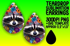 Raccoon &amp; Bloom Teardrop Earrings for Sublimation Product Image 1