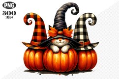 Halloween Cat And Pumpkin Sublimation - Clipart PNG Design Product Image 1