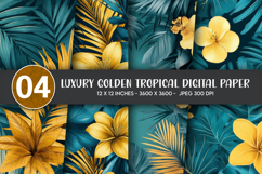 Luxury Golden Tropical Digital Paper Product Image 1