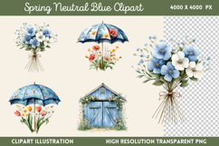 Spring Neutral Blue Clipart PNG Product Image 1