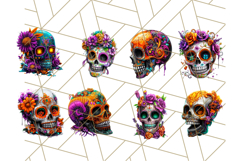 Bright Sugar Skull PNG Clipart, Halloween Colorful Skull Png Product Image 5