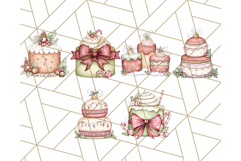 Christmas Cake Clipart PNG, Cottagecore Holiday Desserts Product Image 2