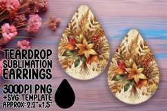 Artful Teardrop Design for Earrings , Autumn Flower Product Image 1