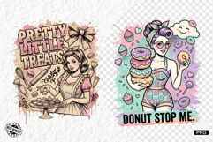 Vintage Summer Girl Baking PNG Product Image 1