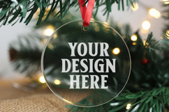 Acrylic Christmas Ornament Mockups | Clear Round Holiday Product Image 1