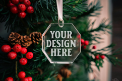 Christmas Acrylic Ornament Mockups | Round Clear Acrylic Orn Product Image 1