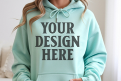 Mint Gildan 18500 Hoodie Sweatshirt Mockup, Unisex Hoodie Product Image 1