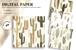 Cactus Background Digital Paper Wallpaper Seamless Pattern62 Product Image 1