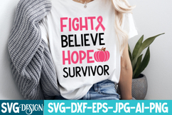 Fight Believe Hope Survive SVG | Breast Cancer SVG Design Product Image 1