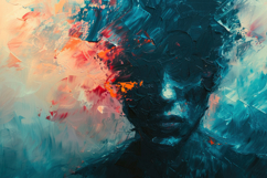 Painting of a Man with a Face Background Wallpaper Product Image 1