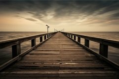 Serene sunset pier over calm waters Product Image 1