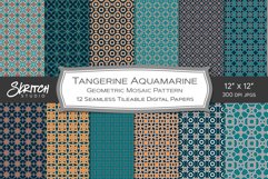 Tangerine Aquamarine Mosaic 12 Tileable Digital Patterns Product Image 1