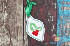 Christmas Holly Leaves and Berry In The Hoop Ornament Product Image 1