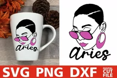 Aries Zodiac Sign svg, Black Woman in Glasses, Short Hair Product Image 2