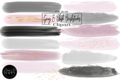 Gray Watercolor Brush Stokes, Pink Watercolor Brush Stokes Product Image 1