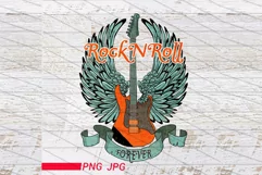Rocknroll forever png Vintage retro Rock png Product Image 1