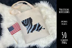 Political divisions of the US. Denim and leather zebra print Product Image 1